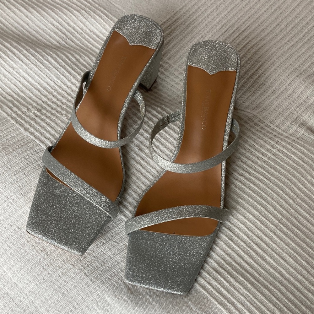 Revolve Tony Bianco Glitter square toe Savanna heels
